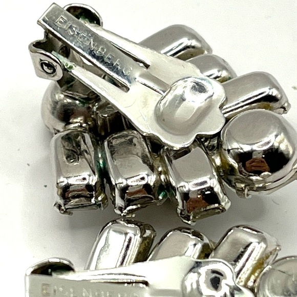 Eisenberg  Crystal Clear Rhinestone Clip On Earrings Vintage 🌸 - Picture 14 of 14